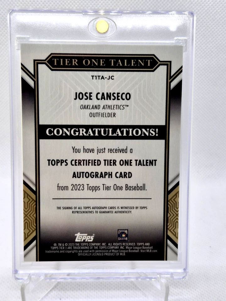2023 Topps Tier One Jose Canseco Talent Auto /199 Athletics T1TA-JC - Image 2 of 2