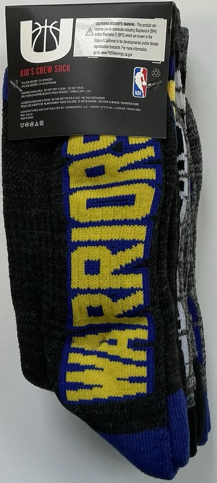 Calcetines NBA Ultra Game Golden State Warriors para niños, paquete de 3, talla de zapato 4-9,5 Foto 3 de 4