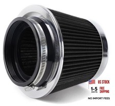 4-Inch Cold Air Intake Filter - Washable, High Performance, 3" or 3 Short Black