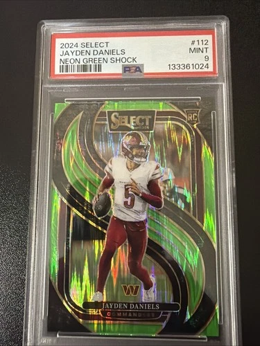 2024 PANINI SELECT NEON GREEN SHOCK #112 JAYDEN DANIELS ROOKIE /499 MINT PSA 9