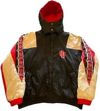 Vintage 90s Indiana University Puffer Jacket Men’s Large IU Hoosiers Hooded Zip