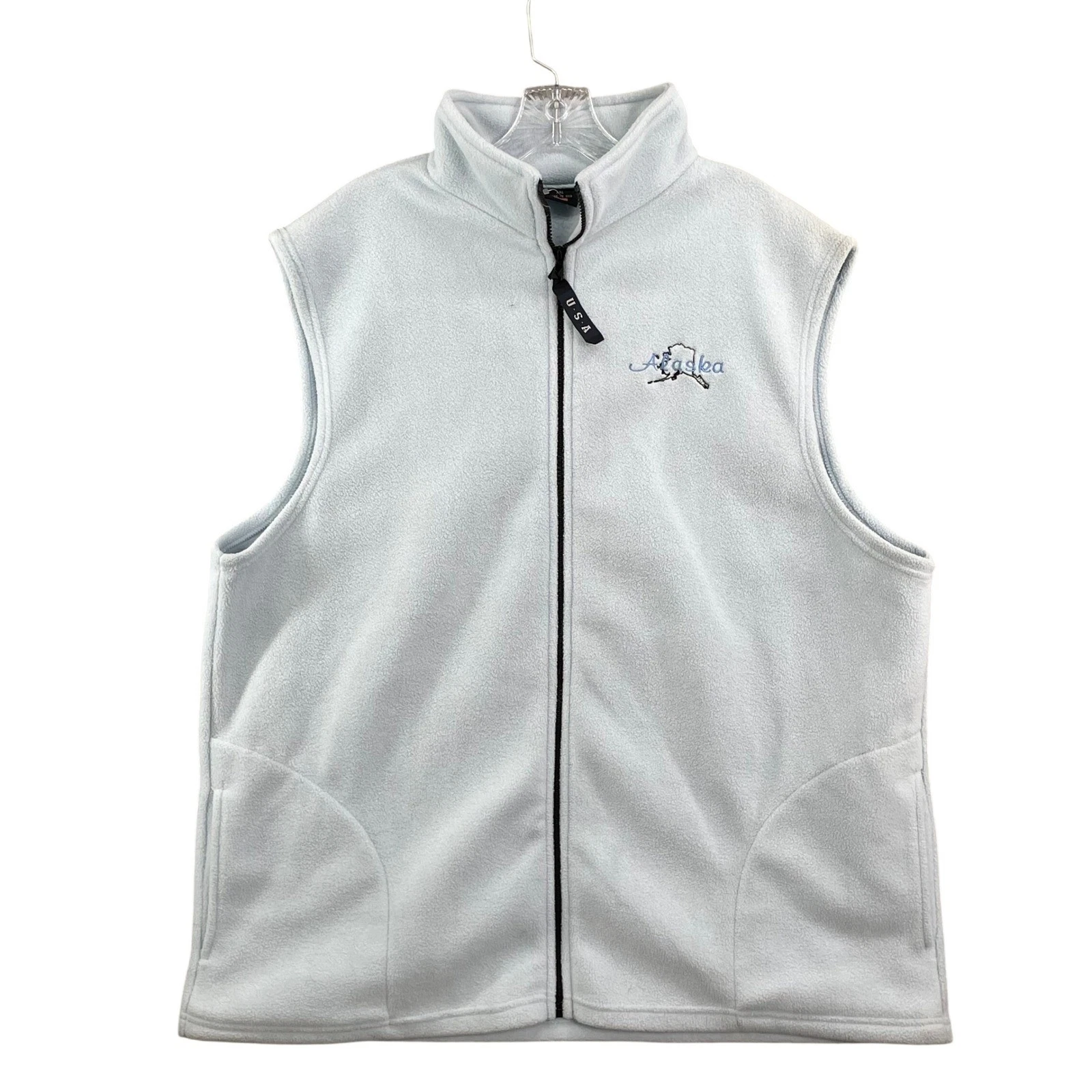 Vintage Alaska Fleece Vest Mens XXL Embroidered Full Zip USA Made Outdoors Camp