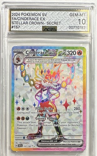 Cinderace ex, Pokémon, SV07 Stellar Crown ,157/142, Ultra Rare, AGS 10