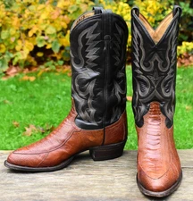 Vtg Rare Style Tony Lama Men's 10D Brown Ostrich Leg Exotic Leather Cowboy Boots