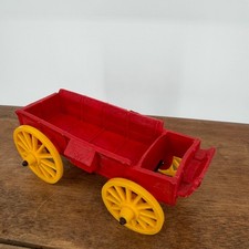 VTG 50s Auburn Rubber Co. Toy Western Red Wagon with Yellow Wheels - Made in USA