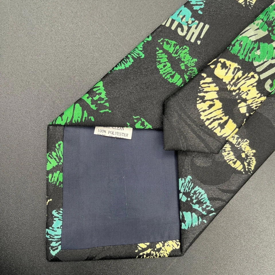 Steven Harris Hombres "Kiss Me Im Irish" Novedad Corbata Negro Verde Labios St. Pattys Foto 3 de 4