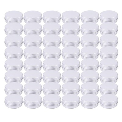 48 Pack Mini Round Aluminum Tins 0.5 OZ 15 ML Lip Balm Container with Screw T...