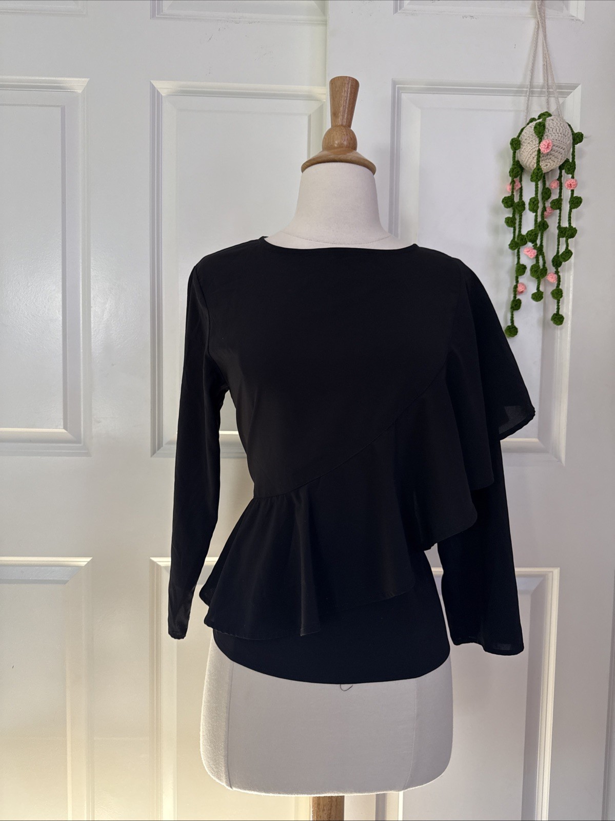 Zara Basic Black Elevated Basic Top Blouse Sz XS … - image 5
