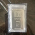 ​Authentic 100g Silver Bullion Bar by Baird & Co London