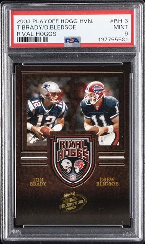 2003 PLAYOFF HOGG HEAVEN RIVAL HOGGS #RH-3 DREW BLEDSOE/TOM BRADY 408/500 PSA 9