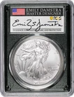 2024 $1 1 oz Silver American Eagle PCGS MS70 FDOI Emily Damstra Signed Black Cor