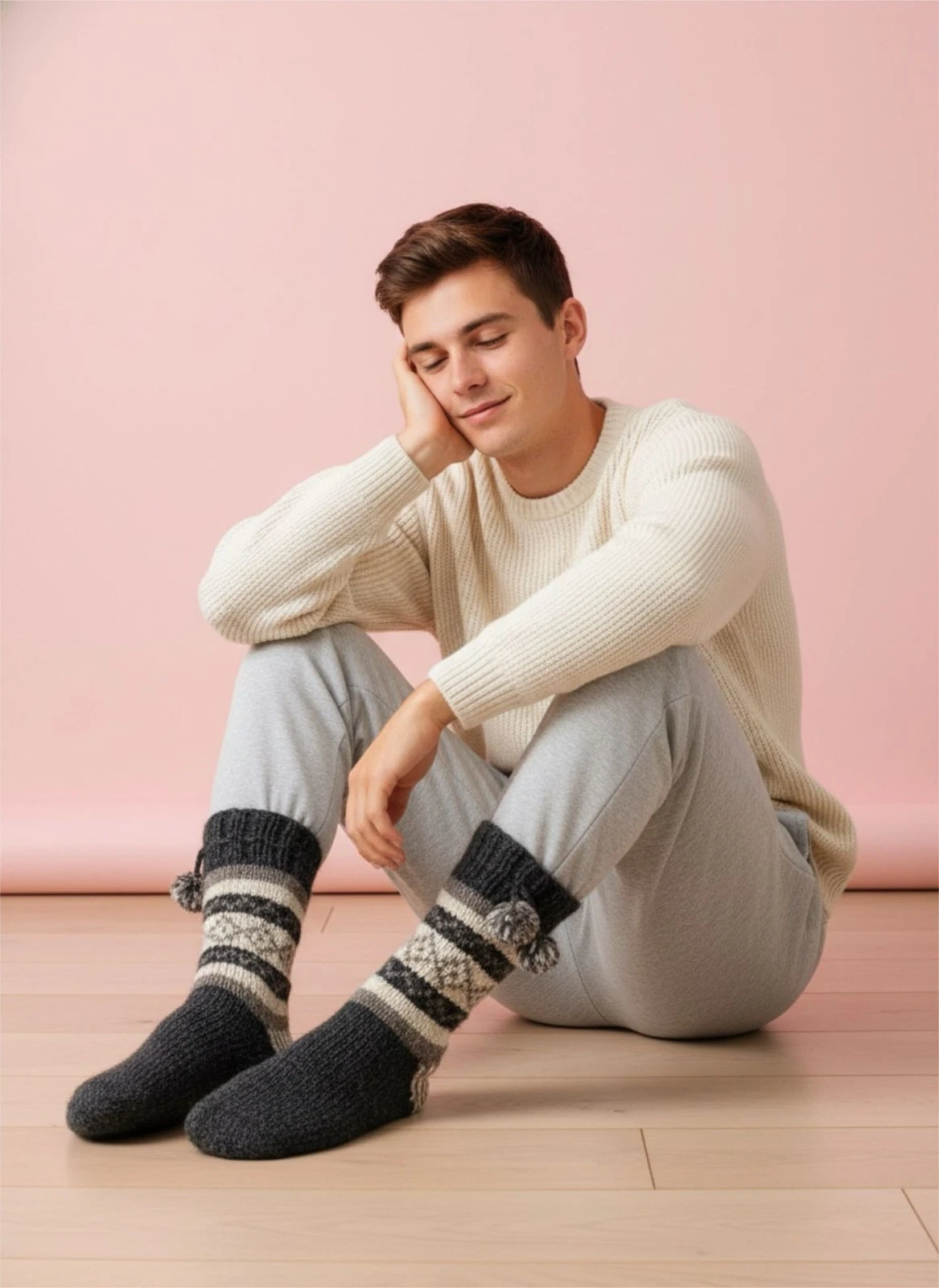 Natural wool socks Unisex/Warm socks from tweed wool yarn.