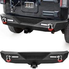 Rear Bumper for 07- 18 Jeep Wrangler JK & Unlimited JKU Steel w/ LED Lights