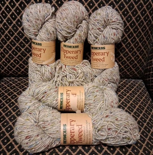 Vintage Reynolds Tipperary Tweed Yarn 5 Skeins 100% Wool Ireland Gray 517 image 7