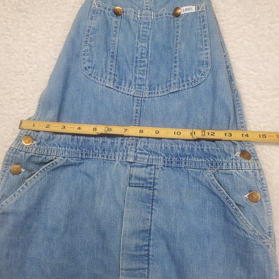 Mono vintage LEE baberos pequeño azul denim lavado claro pierna recta hecho en EE. UU. Foto 4 de 4