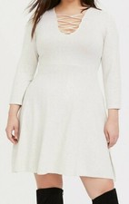 Torrid Lattice Sweater Knit Dress Oatmeal Size 0X #60143