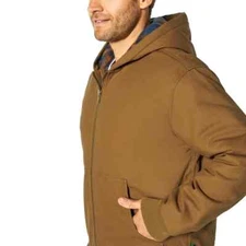 Woolrich Men's Hooded Canvas Utility Jacket Full Zip Flannel Lined New with Tags