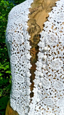 Chemisier Vintage Années 1950 - Broderie Dentelle Et Guipure - Taille M, Coton Suisse