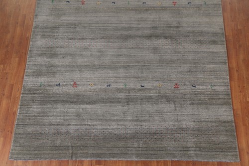Eye-catching Gabbeh Area Rug Green Handmade Wool 8x10 ft - Picture 6 of 21