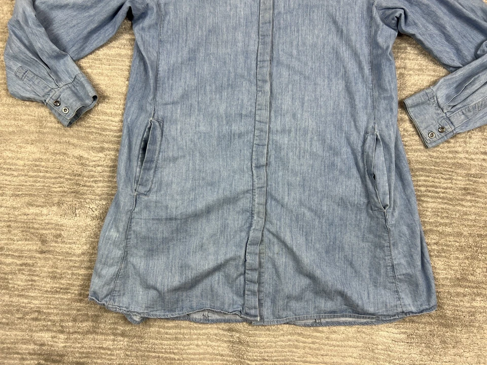 Avenue Top 女式 14-16 蓝色布纽扣短袖上衣口袋 — 第 3/4 张图片