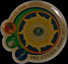 Vintage Kiwanis Pin, PACIFIC NORTHWEST (PNW), 91st Convention,Tri Cities,WA,2008
