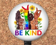 Badge Reel - Inclusive Be Kind LGBTQ - Retractable ID Holder 8167