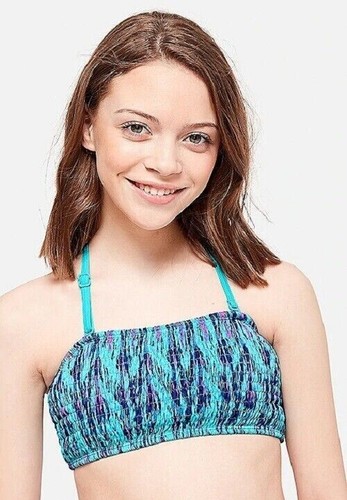 NEW Justice Girl 16 Smocked High Waist Convertible Strap 2Pc Set Swim Bikini NWT - Picture 3 of 15