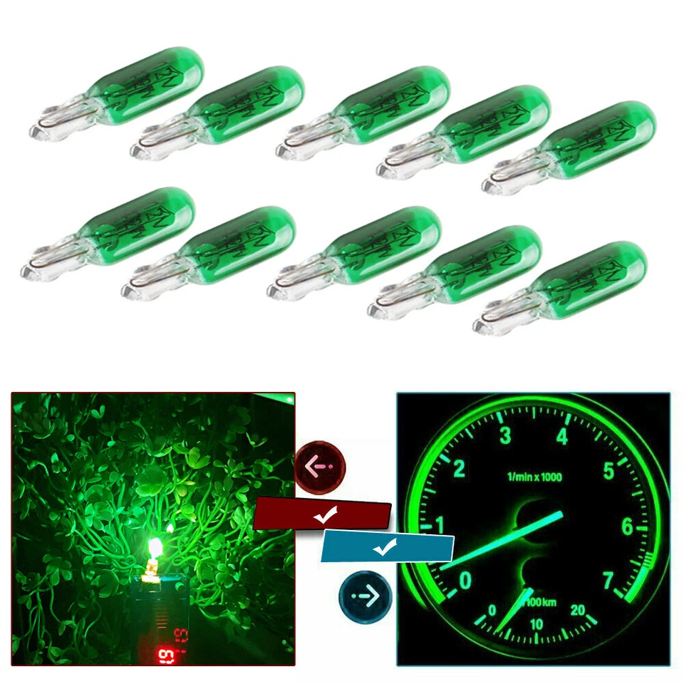 10pcs 12V W2W T5 Car Dashboard Dash Panel Gauge Halogen Lamp Bulbs Accessories - Image 3 of 4