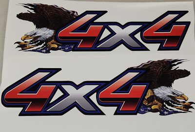 PAIR Attack Eagle american Flag 4X4 Decals / Stickers