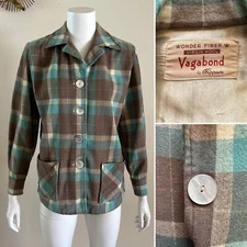 1940s Vagabond By Chippewa Wool 49er Plaid Jacket Sportswear Coat Blazer 50s VTG