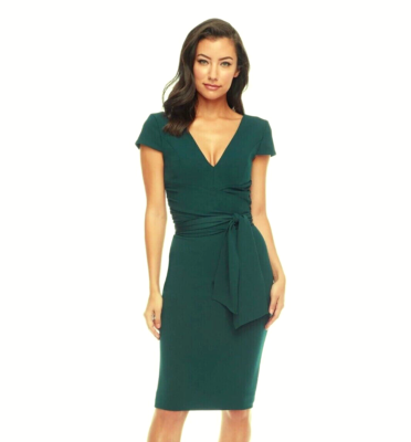 Dress The Population Dana Wrap Waist Cocktail Dress XL Pine Green *728 | eBay Dress The Population Dana Wrap Waist Cocktail Dress XL Pine Green *728 | eBay