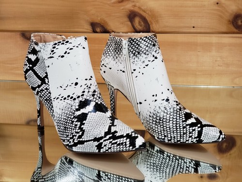 Botas al tobillo de tacón alto C&C Brenda blanca serpiente de 3,5 - Imagen 7 de 12