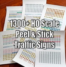 1300+ HO Scale 1:87 Street and Traffic Signs on Adhesive-Backed Paper