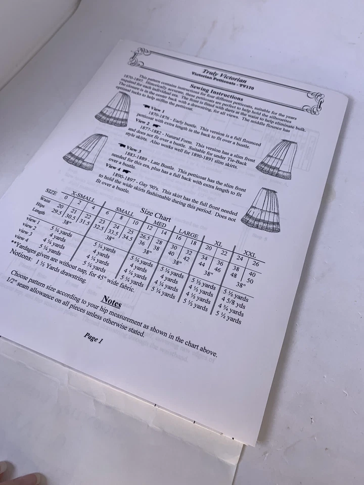 Petticoats TRULY VICTORIAN pattern TV170 Uncut Sz 20 to 40 Waist - Image 3 of 4
