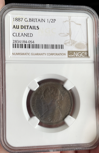1887 Great Britain - Half Penny - Nice Bronze Toning NGC, AU details - 第 3/3 張圖片
