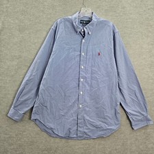 VINTAGE Ralph Lauren Men Button Up Shirt Gingham Plaid Logo Collar Classic READ