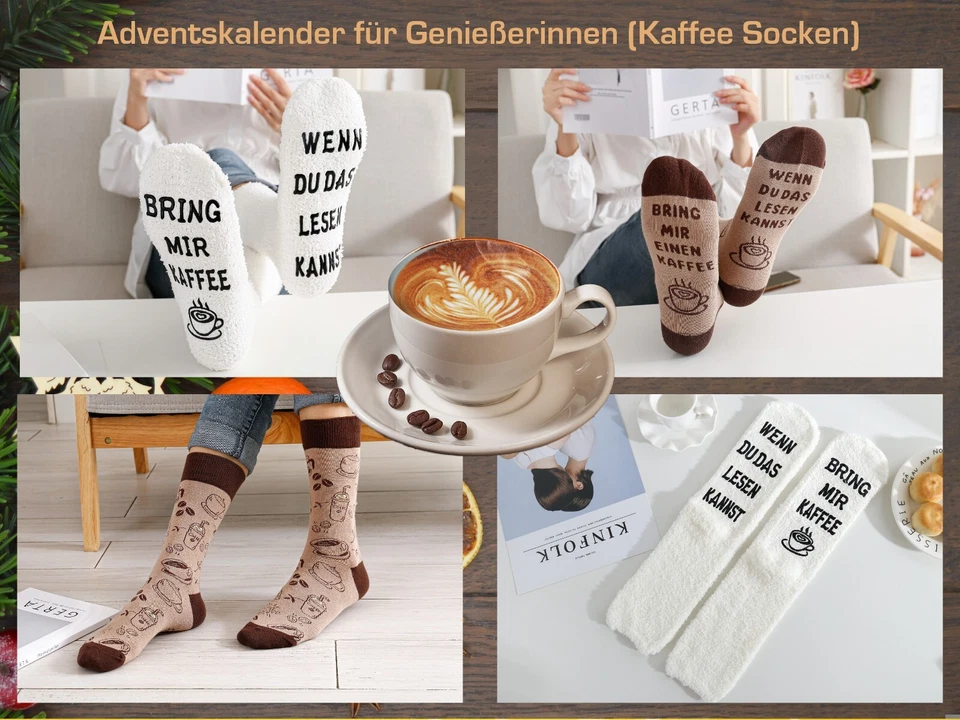 Socken Adventskalender für Frauen 2024, Weihnachtskalender, Kuschelsocken 37-43 - Bild 3 von 4