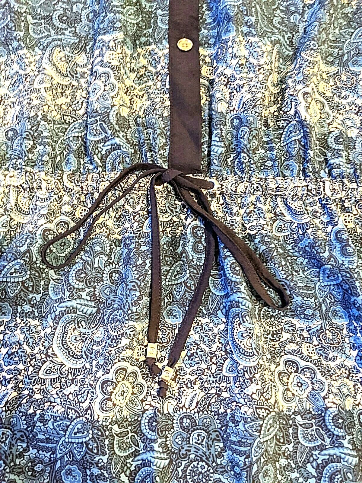 Abito MICHAEL KORS blu paisley con coulisse in vita accenti metallizzati taglia 8