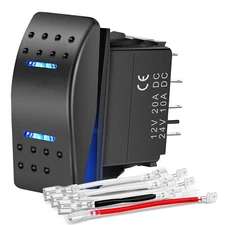 Momentary Rocker Switch Toggle ON Off ON Switch DPDT 7Pin 12V 24V + Jumper Wires