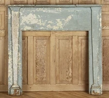 Antique Wood Fireplace Mantle Original Blue Paint Rustic Farm Salvaged Reclaimed