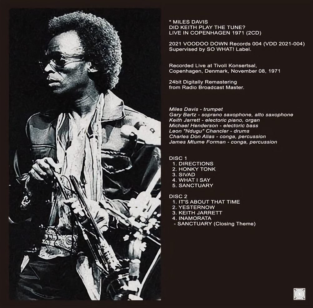 MILES DAVIS DID KEITH PLAY THE TUNE? LIVE IN COPENHAGEN 1971 2CD+