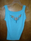 WOMANS BLUE BEADED TANK STYLE SHIRT BEADING SIZE SMALL NO TAGS