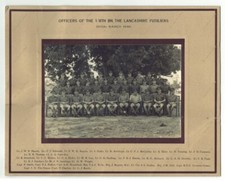 Post-WW2 photo Lancashire Fusiliers officers 1/8th Battalion, India 1946, named