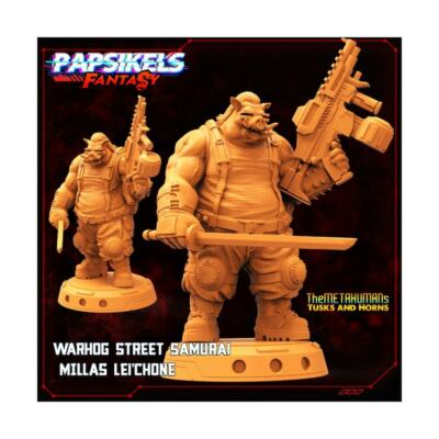Warhog Street Samurai - 32mm Scale Miniature | Sci fi | Cyberpunk | Papsikel