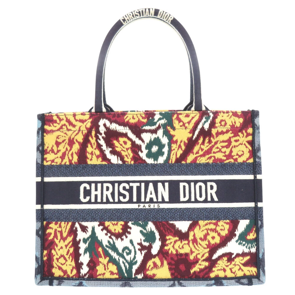AUTHENTIQUE sac fourre tout Christian Dior Lady Dior livre moyen toile bleu/rouge