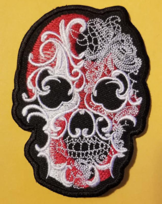 Sugar Skull Embroidered Patch approx 2.5x3.5''