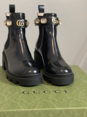 Gucci Leather Ankle Boot With Belt 36.5 W/Box | eBay