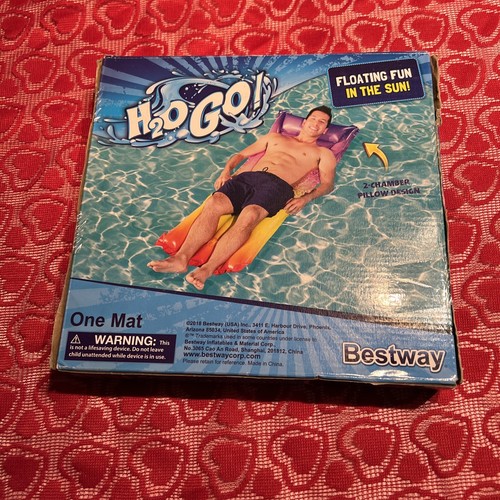 Rainbow Inflatable Pool Mat - H20 Go! -6ft X 27in - New Lounge Float Mattress - Picture 2 of 3