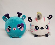 Mini Squeezamals Set of 2 Zachery Zebra  Judy Giraffe 3.5"