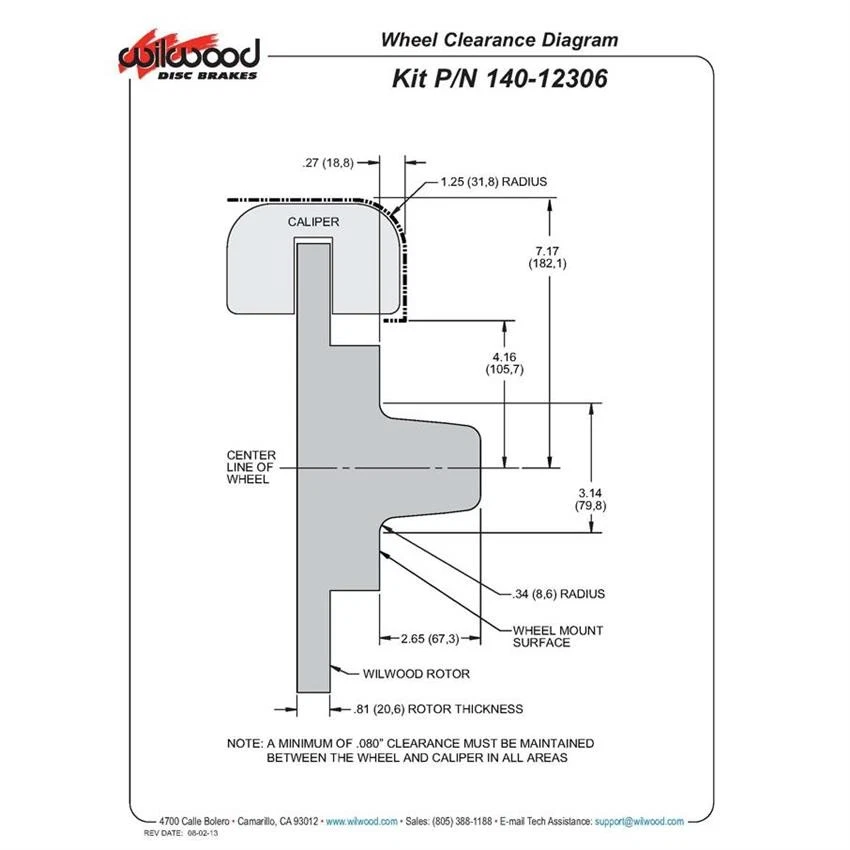 Wilwood 140-12306 FDLI 12.19 Front Brake Kit, Heidts Tri-5 Drop Spindle Foto 4 de 4